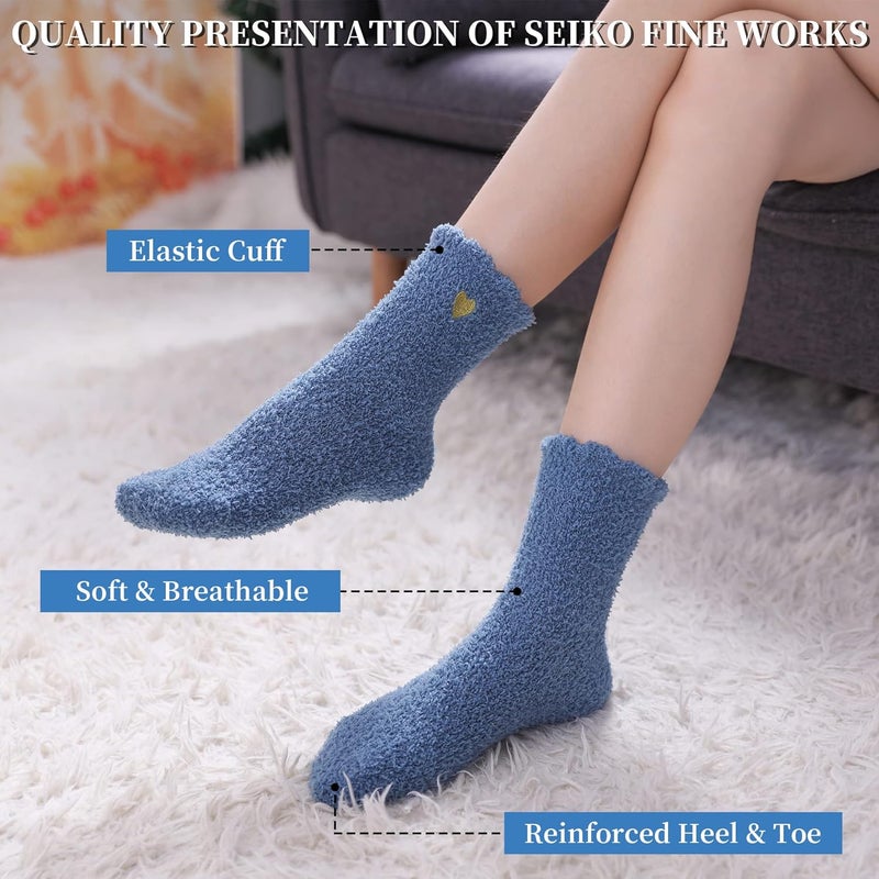 SDBING Fuzzy Socks for Women Soft Fluffy Home Sleeping Socks Cozy Warm Slipper Socks 6 or 5 Pairs - Image 2